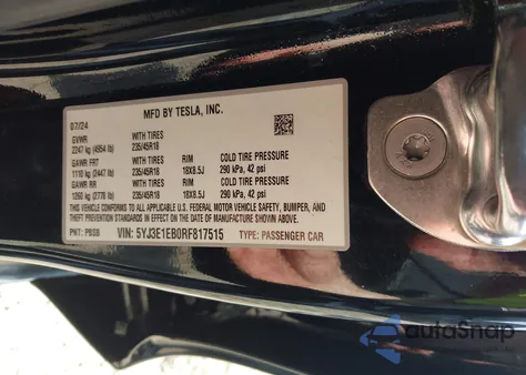 2024 Tesla Model 3 Long Range Dual Motor All-Wheel Drive из США, поврежденный, VIN 5YJ3E1EB0RF817515